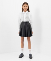 Юбка-гофре из искусственной кожи синяя Gulliver, школьная форма для девочек  фото, kupilegko.ru